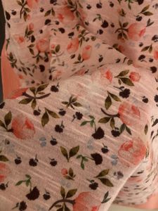 Floral Print Tee - Peach Trim