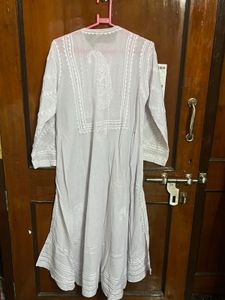 White Chikenkari Hand Work Kurti