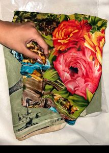 unused Floral mixed saree