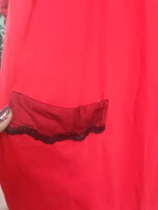 Red Robe with Lace Detail