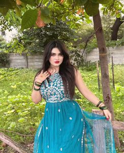 Teal Embroidered Wedding  Dress