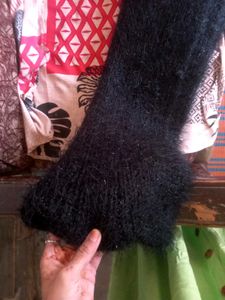 Cozy Black Knit fuzzy shawl