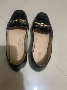Black Loafers with Gold Detail