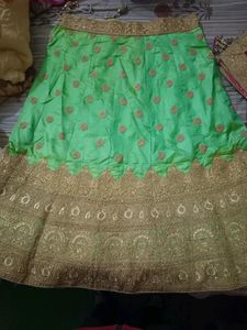 Silk Zari Work Lehenga With Net Dupatta