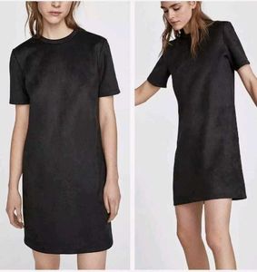 ZARA TRAFALUC COLLECTION faux suede black dress