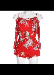 Red Floral Off-Shoulder Romper