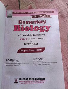 Trueman&#39;s Elementary Biology Vol. I Class XI