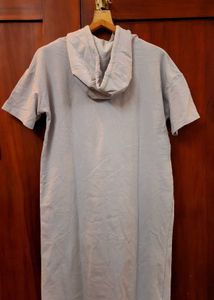 Gray Short Sleeve Hoodie Dress