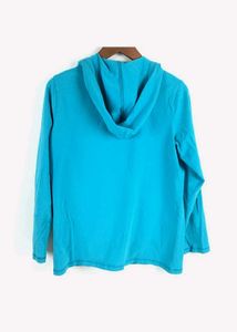 Blue Hooded Open Cardigan