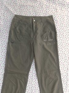 Olive Green Straight Pants For Women