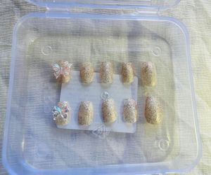 10 Silver Glittery Nail Extensions With Charms