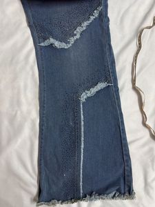 High Waisted Embellished Flare Jeans