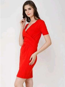 Red V-Neck Dress