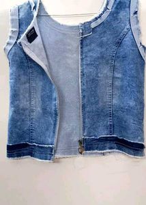 Girls Solid Denim Jacket