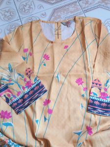 Yellow beautiful kurti with sequence all over