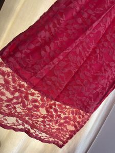 Peach Lace Netted Kurta