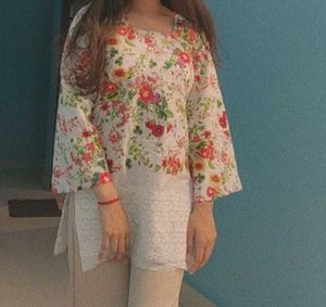 Floral Print Pakistani Short Kurti