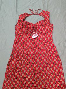 Red Printed Cotton Kurti