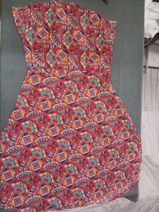 Red Printed Gown