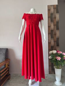 Red off shoulder lux gown