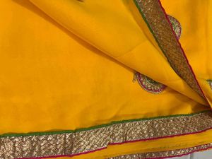 New yellow patches saree