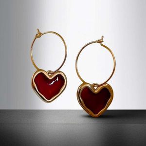 Sweet Red Heart Hoop Earrings