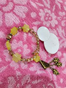 Yellow Bracelet Wid Hair Clip