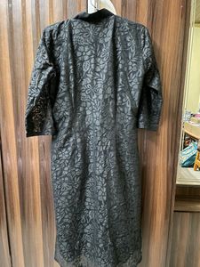 Clearance Sale Black Self Design Net Kurti
