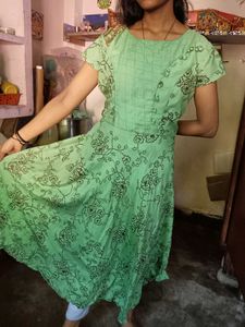 Floral Print Green Dress