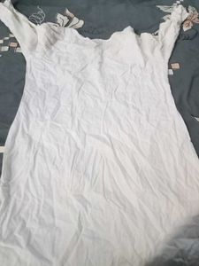 Off White Cotton Kurta For Women In L Size