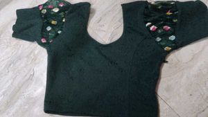 New Jacquard Dark Green Blouse