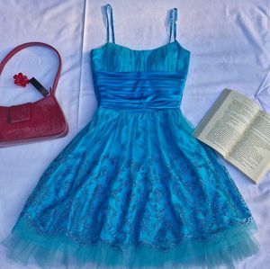 Y2k Party Pinteresty Ocean Blue Glitter Dress