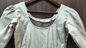 Pastel Green Vintage-Style Flared Dress | Size S-M