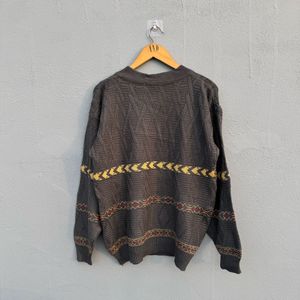 Vintage Patterned Knit Sweater
