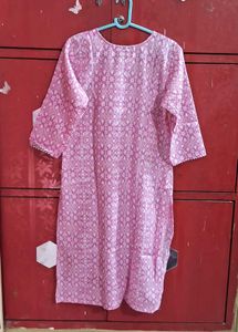 Pink Printed Kurta Set Size 42 inches