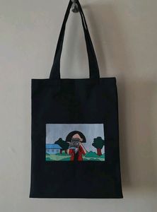 Black Hand-painted Tote Bag