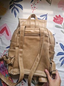 Tan Quilted Backpack