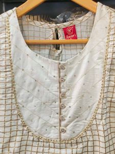 Elegant White Embroidered Anarkali Kurta Set