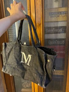 Denim &#39;M&#39; Initial Tote Bag