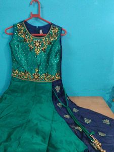 Embroidered Teal &amp; Navy Dress