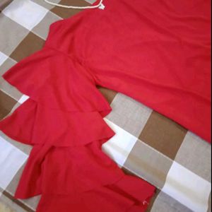 Red Ruffle Sleeve Top