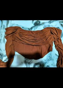 Chic Brown Off-Shoulder Top