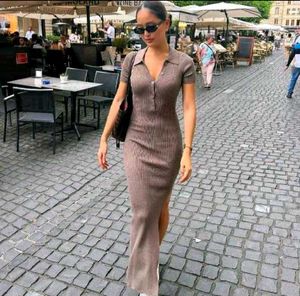Brand New (Newme) Solid Slit Ribbed Dress