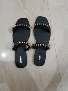 Embellished Black Flats