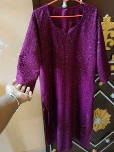 Purple Embellished Kurti