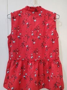 Allen Solly Floral Ruffled Red Top