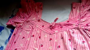Pink Striped Floral Nightgown