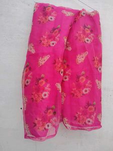 Pink Floral Chiffon Saree