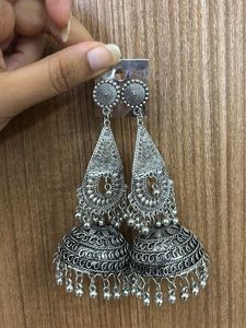 Oxidized Jhumka Earrings