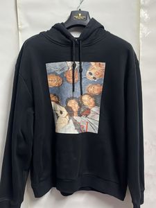 vintage Black Graphic Print Hoodie